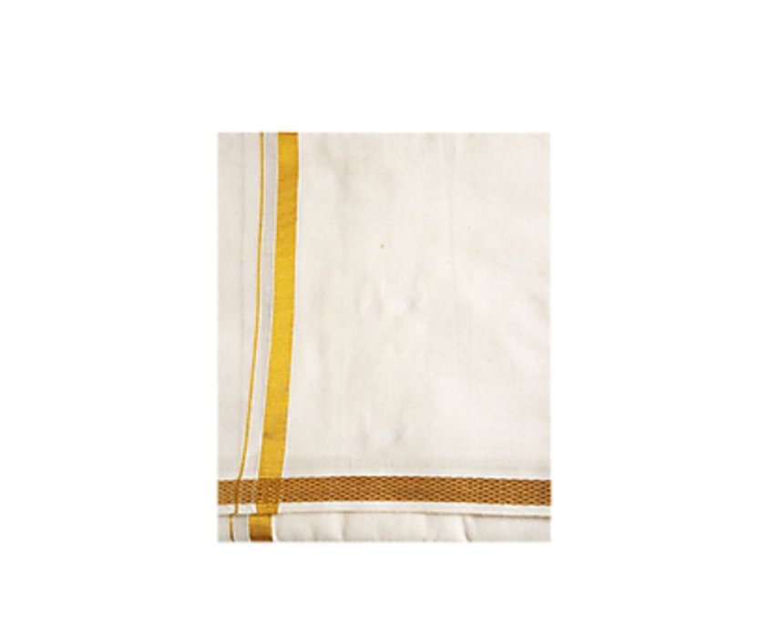Kerala Kasavu Mundu With Gold Lining